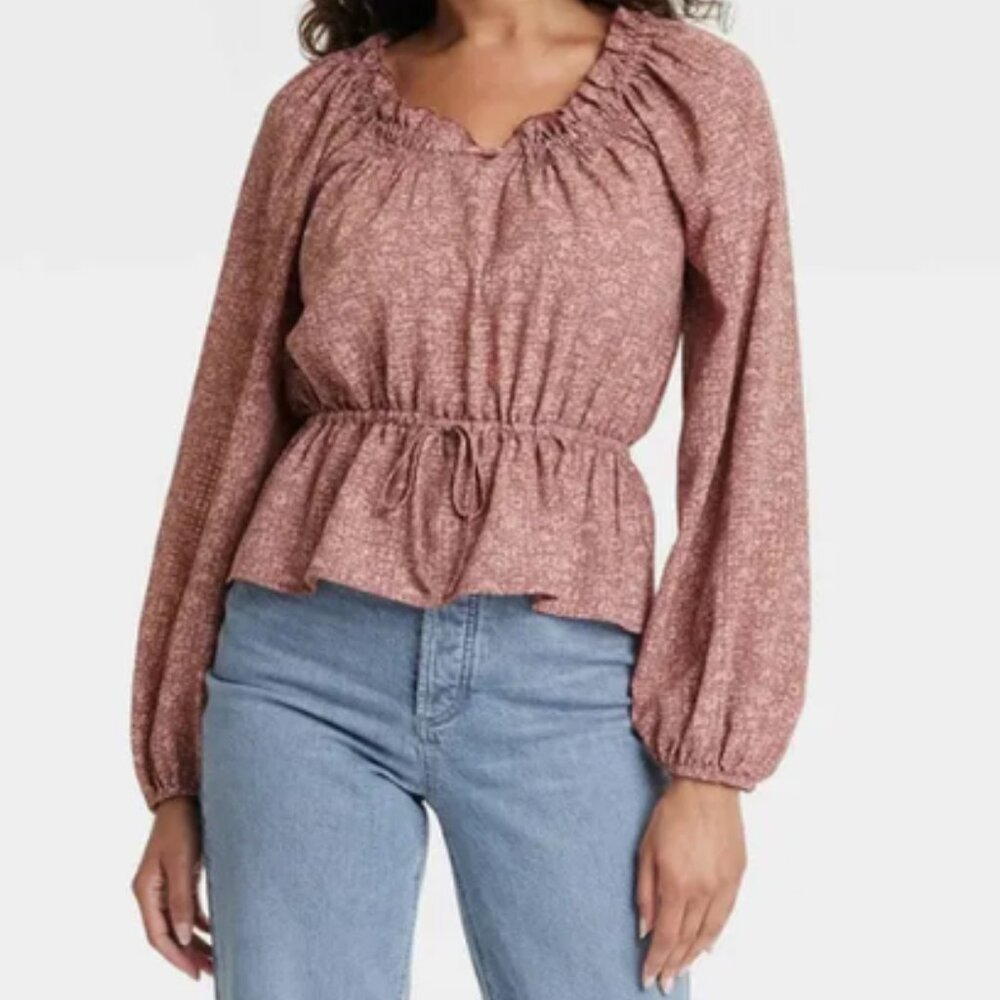 3/$15 Universal Thread - Women's Mauve Balloon Long Sleeve Blouse Size XXL